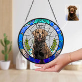 Personalized Floral Pet Portrait Stained Glass Suncatcher Custom Dog Portrait from Photo Pet Memorial Gift Pet Lover